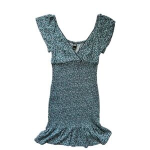 Wild Fable Blue and Green Floral Fitted Mini Dress